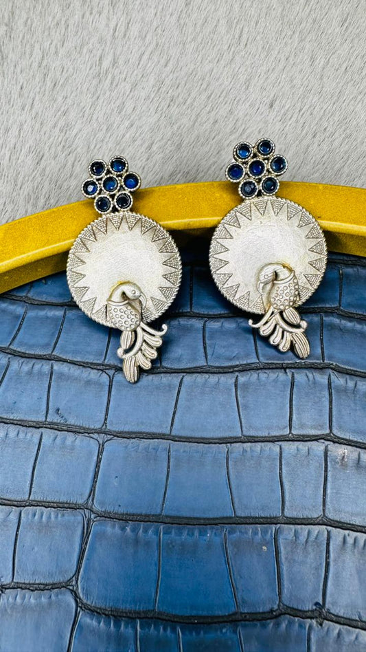 Peacock Aura Oxidised Earrings 🦚✨