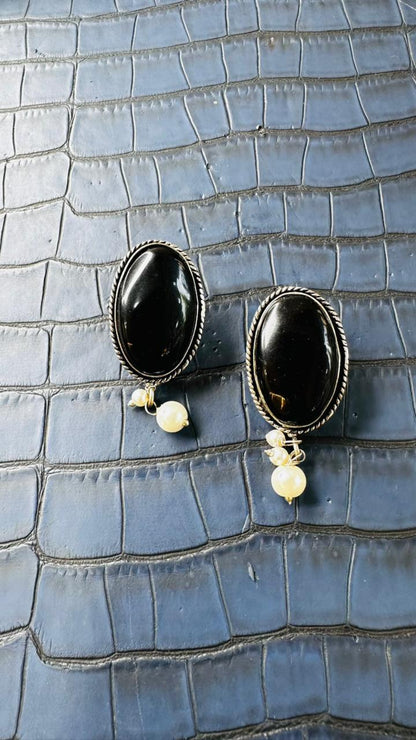 Black Midnight Pearl Drop Earrings