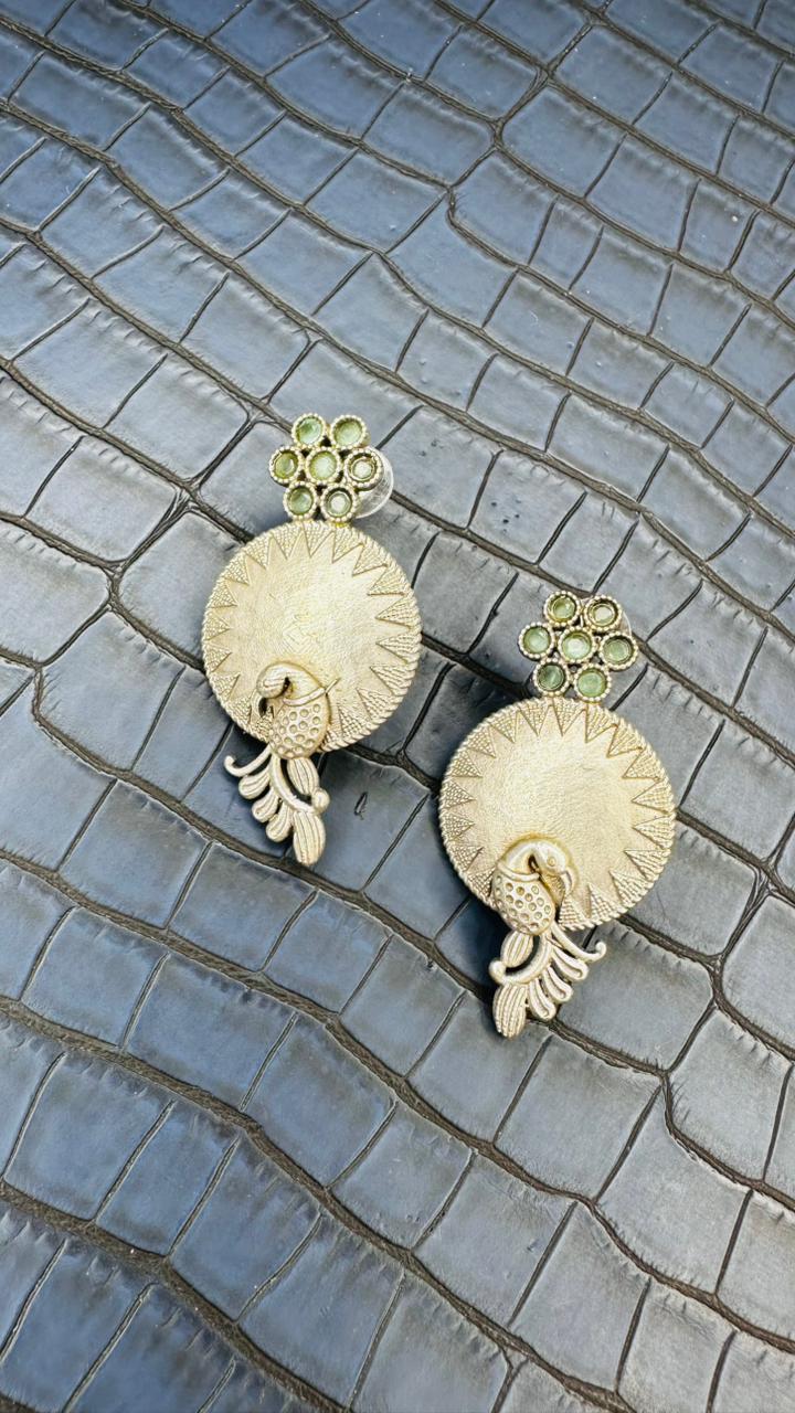 Peacock Aura Oxidised Earrings 🦚✨
