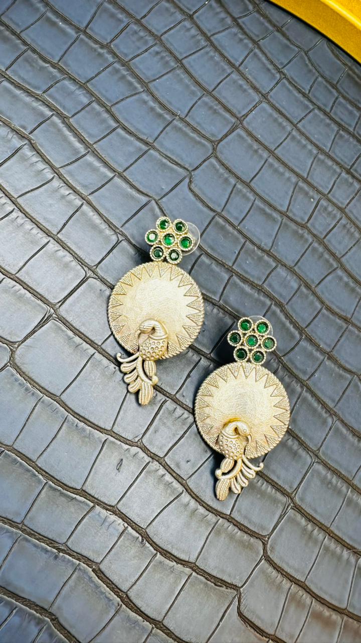 Peacock Aura Oxidised Earrings 🦚✨