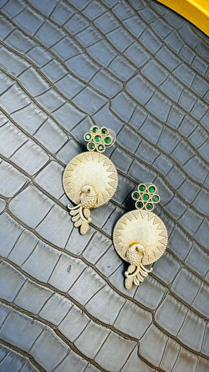 Peacock Aura Oxidised Earrings 🦚✨