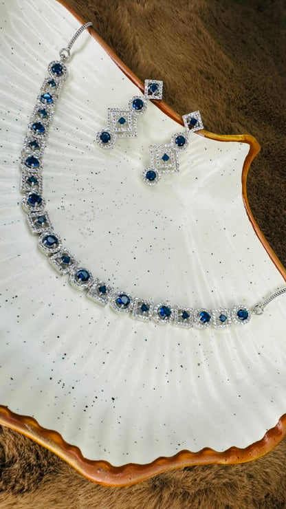 Royal Sapphire Halo Jewelry Set