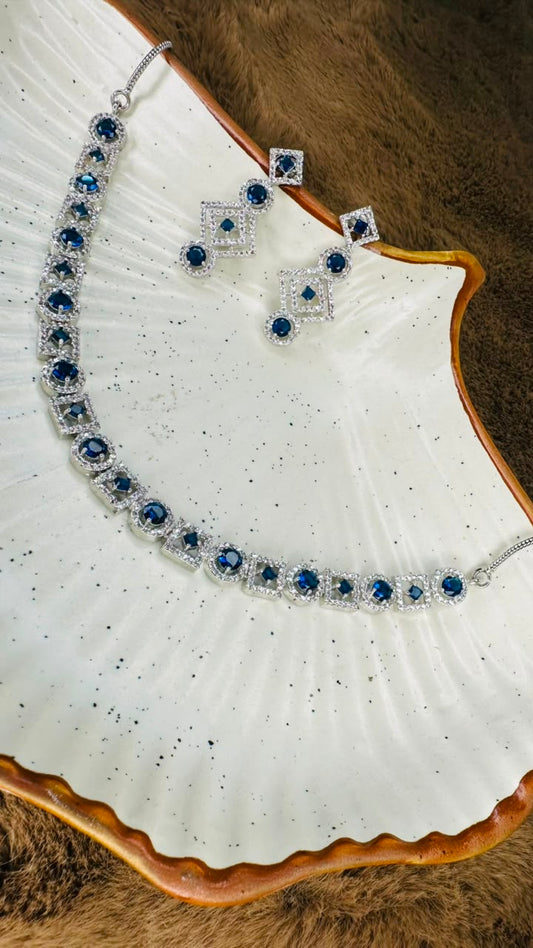 Royal Sapphire Halo Jewelry Set