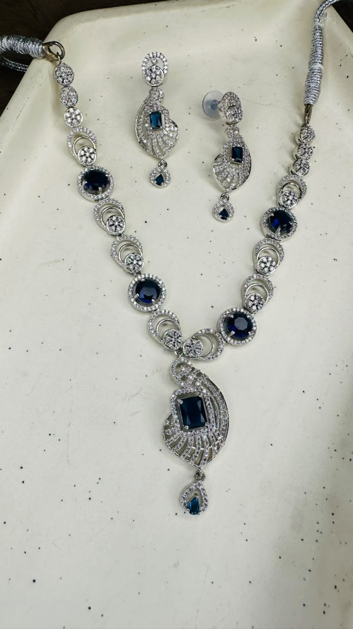 Regal Sapphire Cascade Jewelry Set