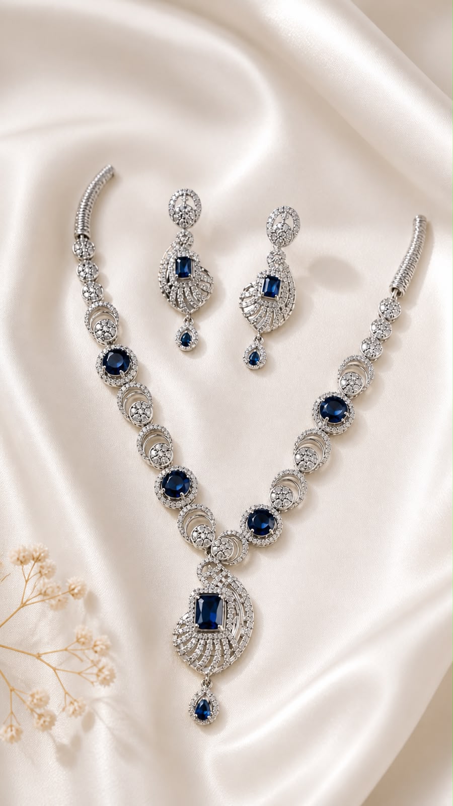 Regal Sapphire Cascade Jewelry Set