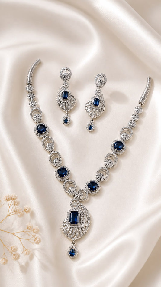 Regal Sapphire Cascade Jewelry Set