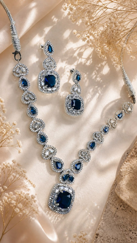 Noor Sapphire Heart Necklace Set