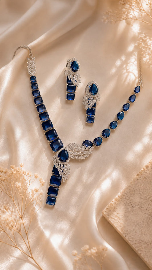 Celestial Sapphire Cascade Necklace Set