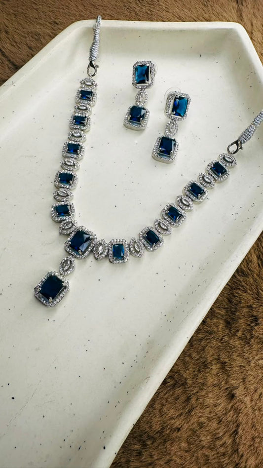 Sapphire Regal Charm Necklace Set