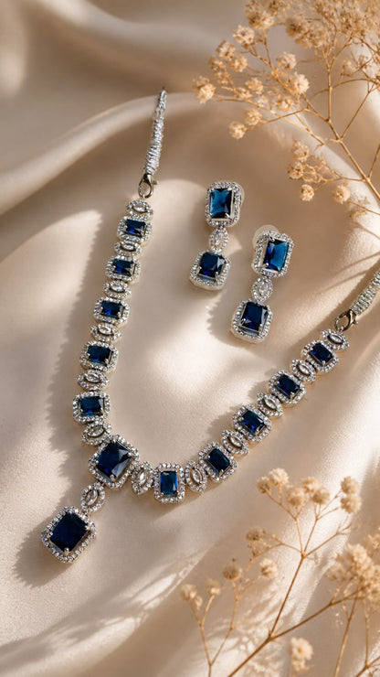 Sapphire Regal Charm Necklace Set