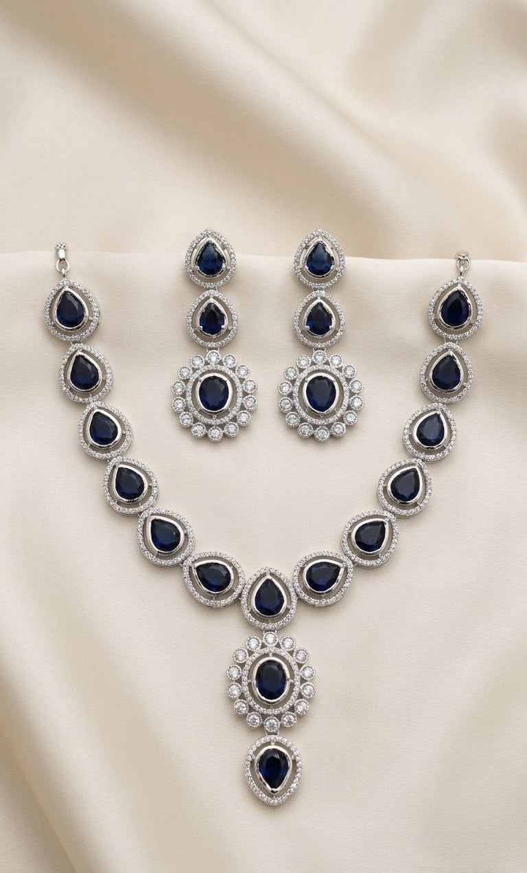 Sapphire Royale Cascade Necklace set