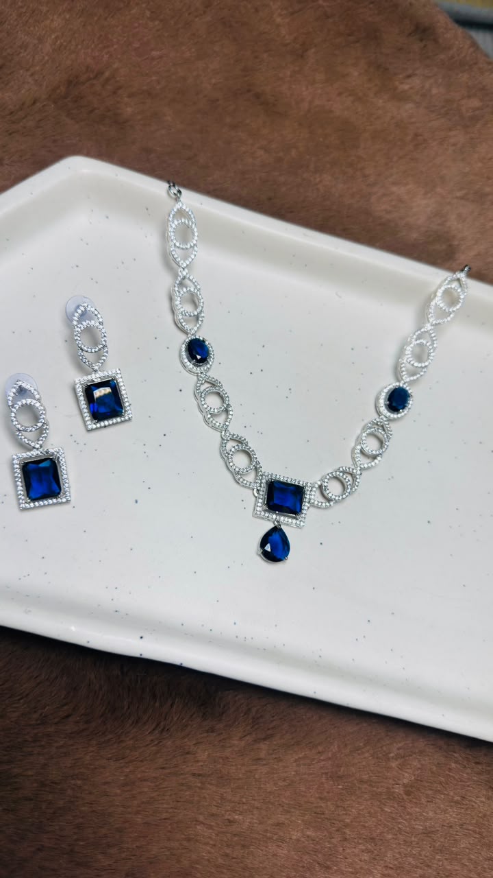 Sapphire Infinity Necklace Set