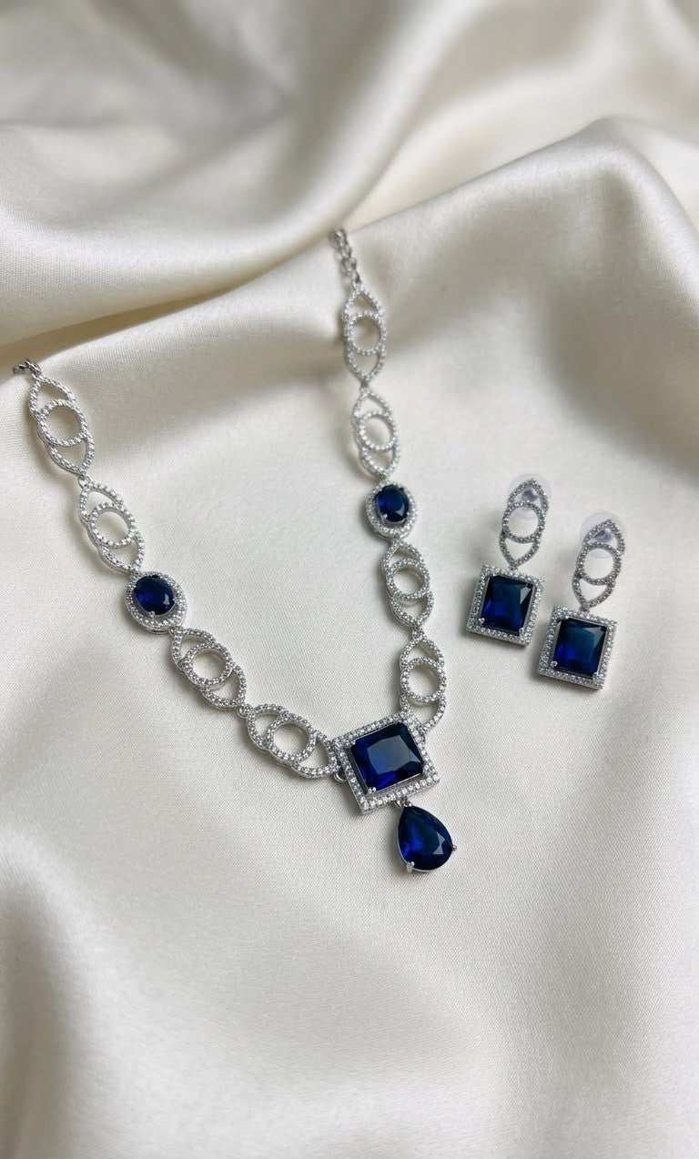 Sapphire Infinity Necklace Set