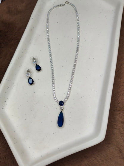 Sapphire Teardrop Radiance Necklace Set