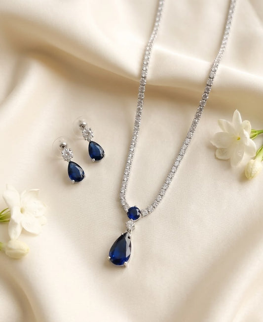 Sapphire Teardrop Radiance Necklace Set