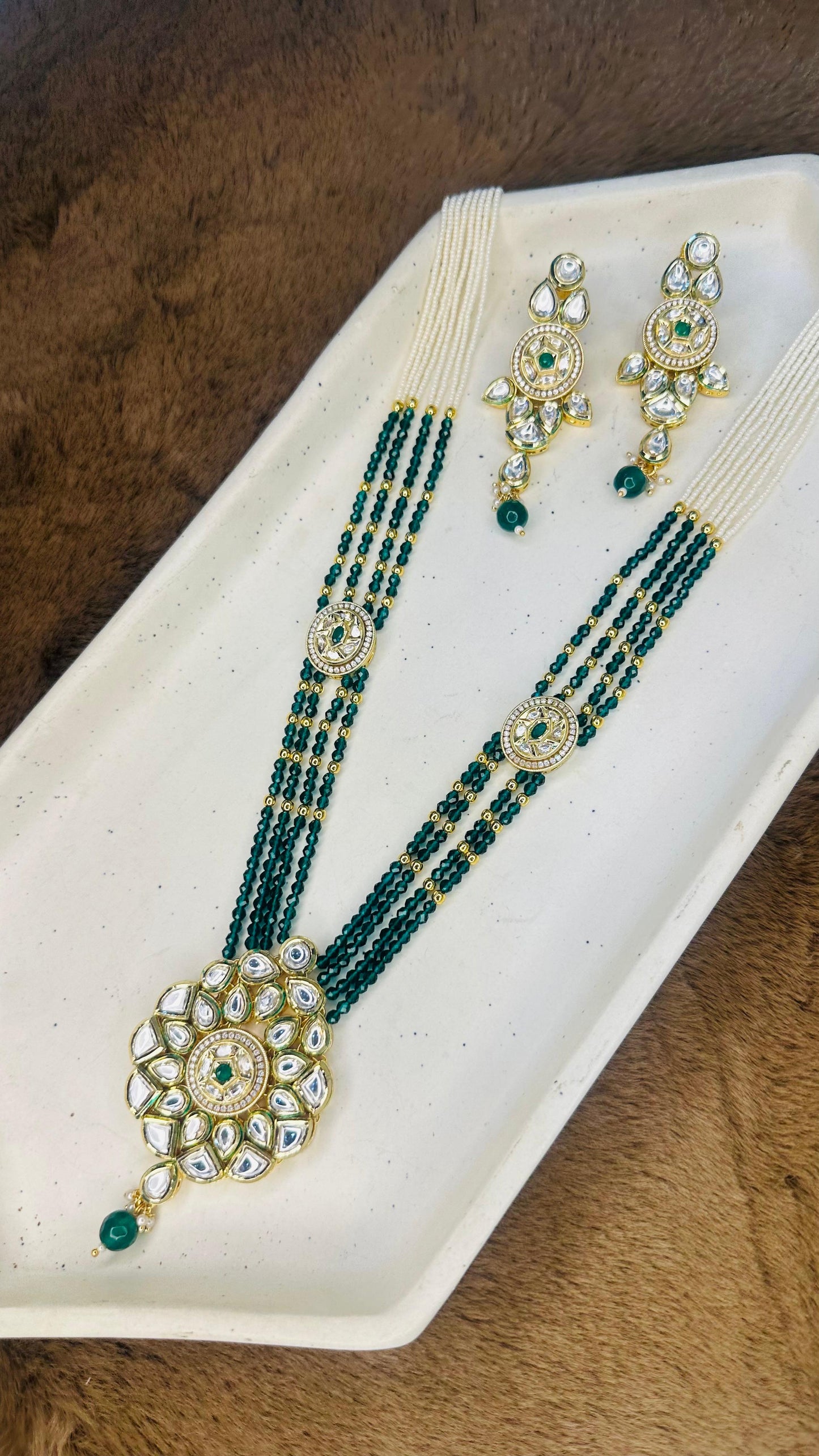 Hey Bae Meher Emerald Kundan Long Set