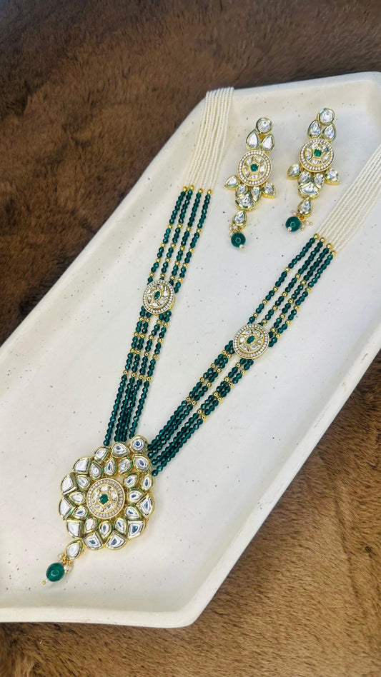 Hey Bae Meher Emerald Kundan Long Set