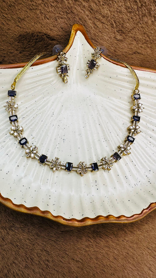 Midnight Bloom Crystal Necklace Set