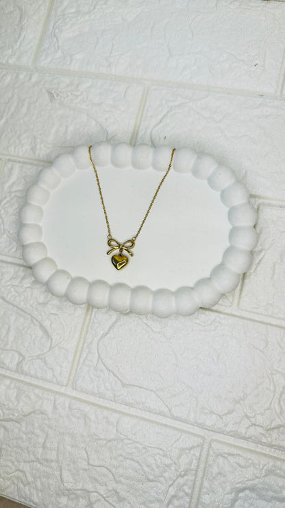 Golden Heart Bow Pendant
