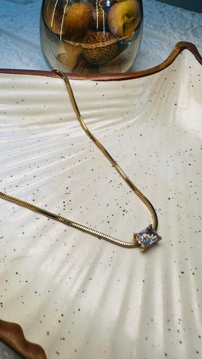 Solitaire Spark Snake Chain Necklace