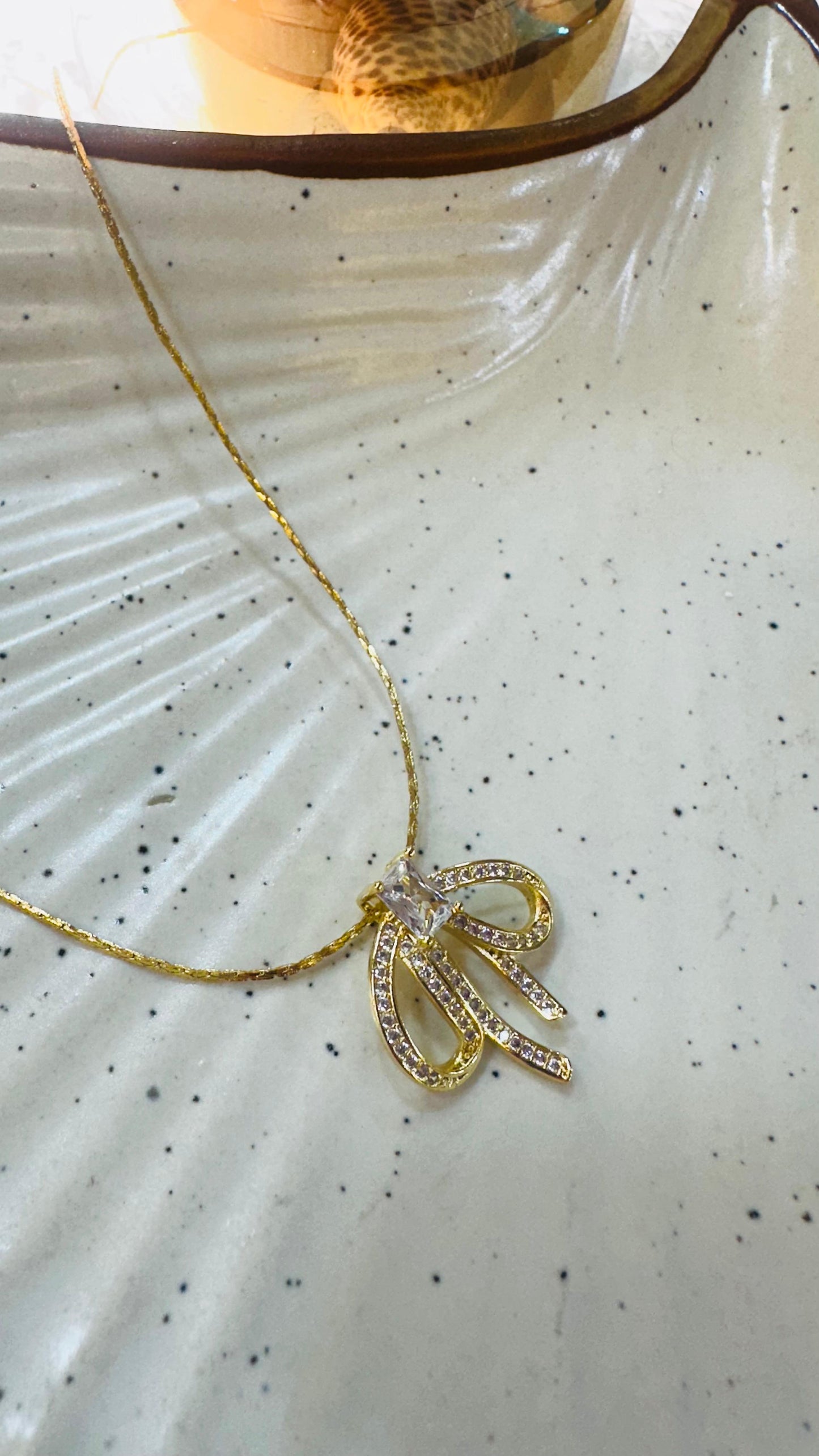 Crystal Bow Pendant Necklace