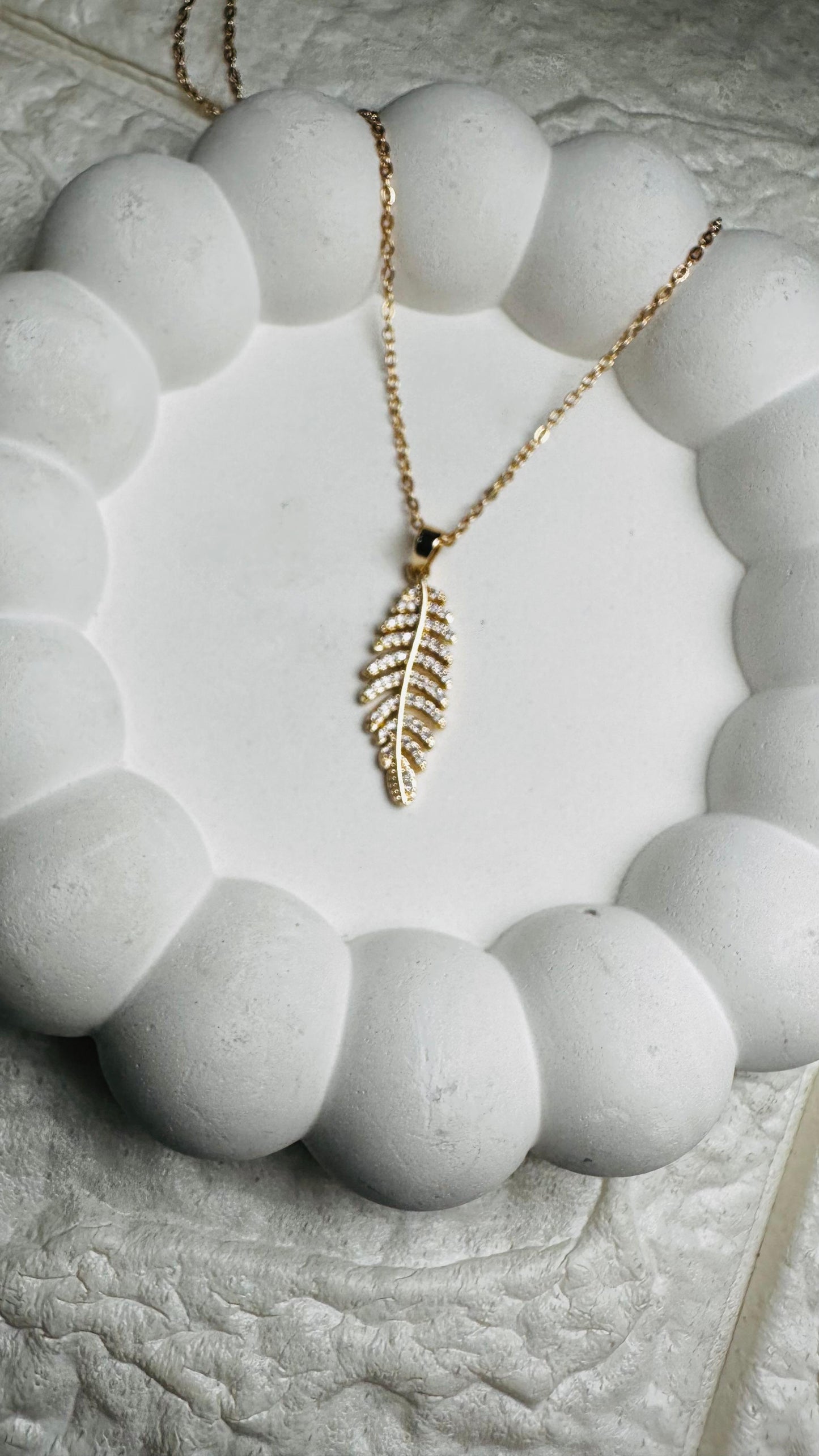 Crystal Leaf Pendant Necklace