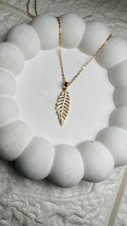 Crystal Leaf Pendant Necklace