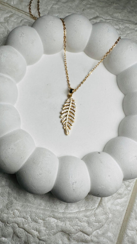Crystal Leaf Pendant Necklace