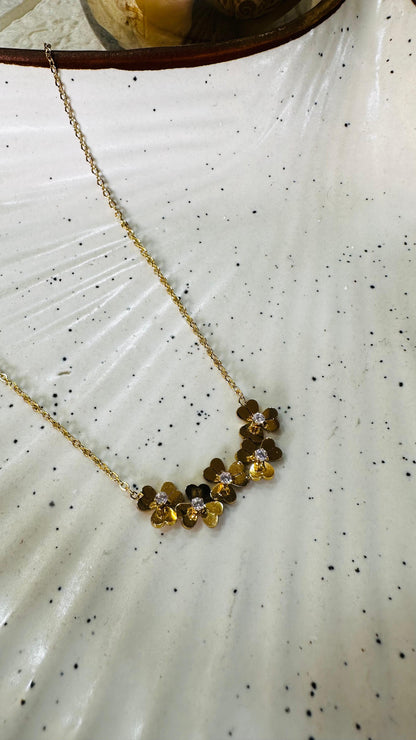Golden Blossom Charm Necklace