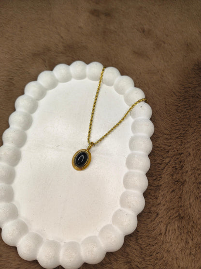 Midnight Noir Oval Pendant