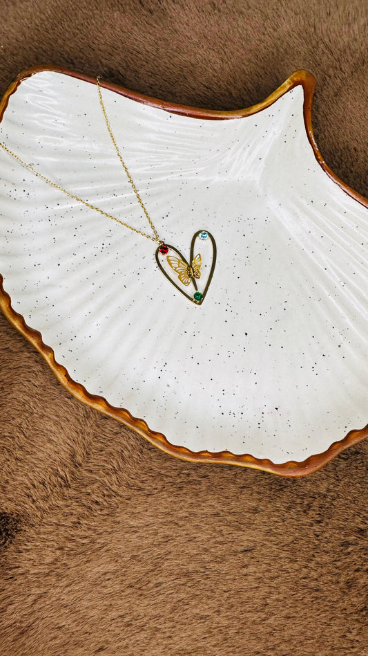Butterfly Heart Crystal Necklace