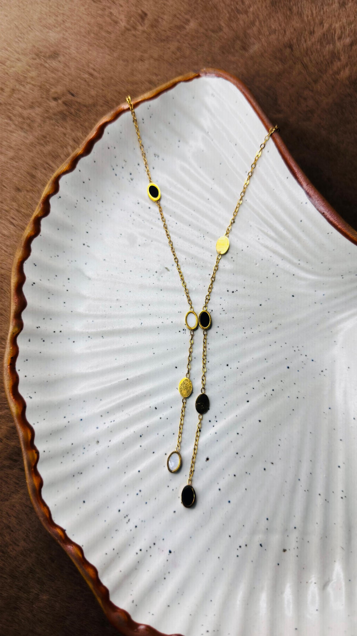 Black & White Oval Layered Necklace