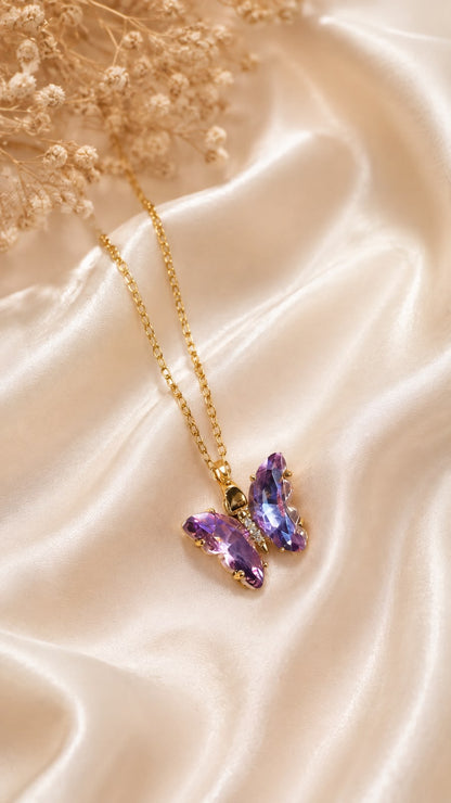 Lavender Flutter Butterfly Pendant Necklace