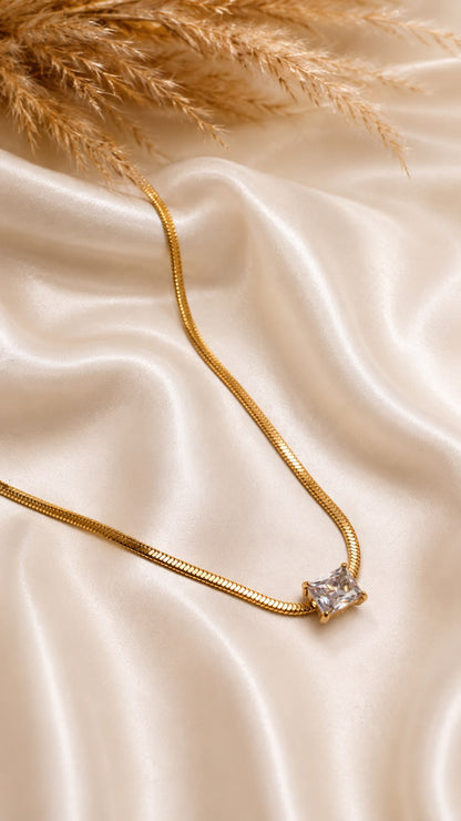 Solitaire Spark Snake Chain Necklace