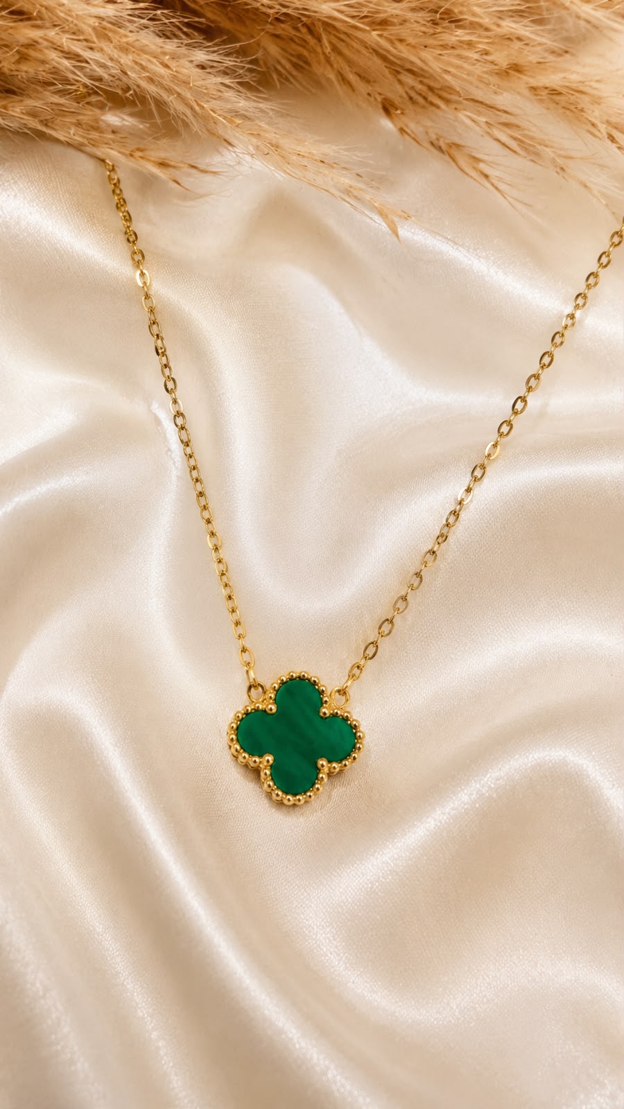 Emerald Clover Charm Necklace