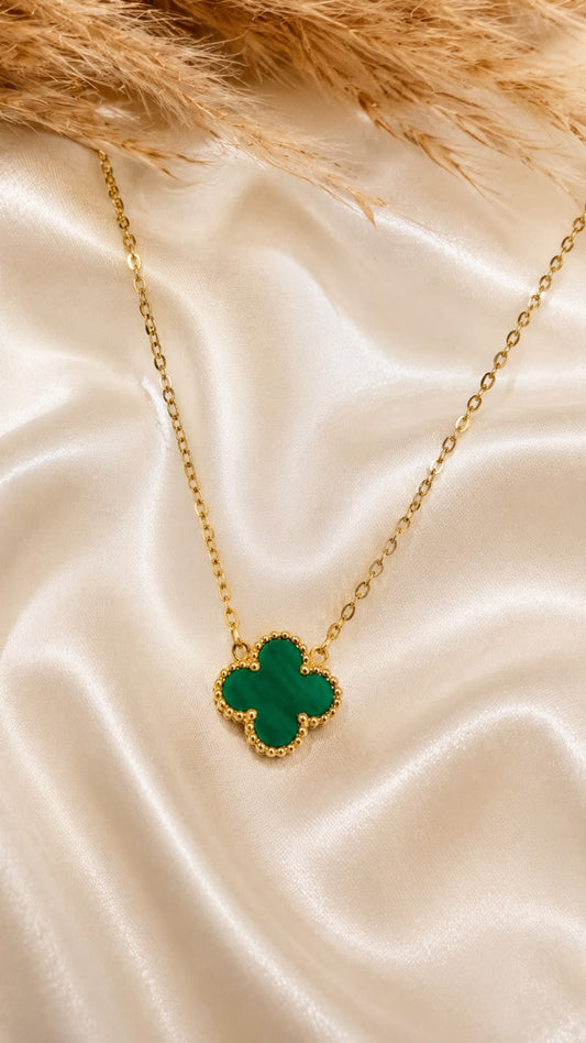 Emerald Clover Charm Necklace