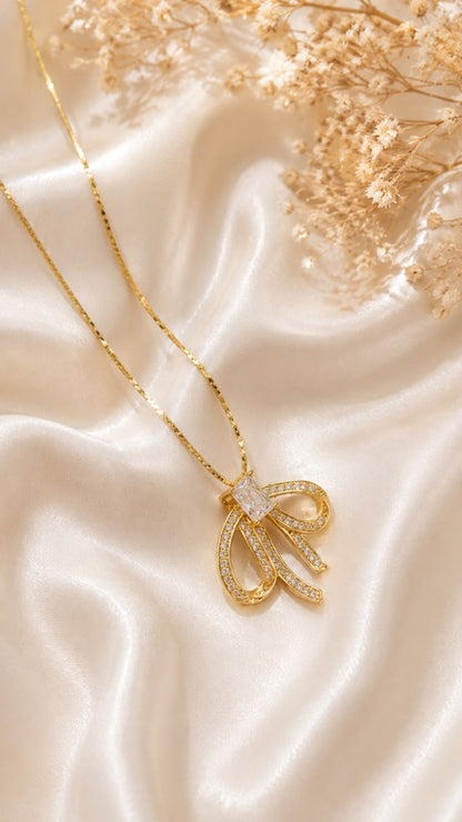 Crystal Bow Pendant Necklace