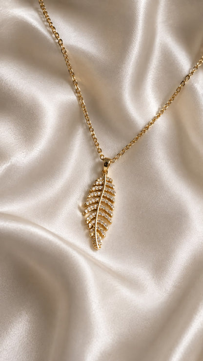 Crystal Leaf Pendant Necklace