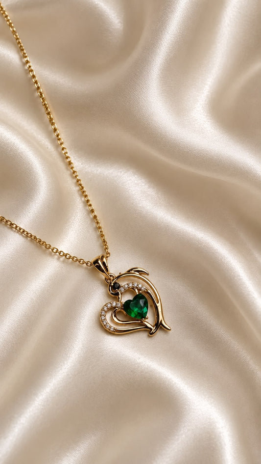 Emerald Dolphin Pendant Necklace