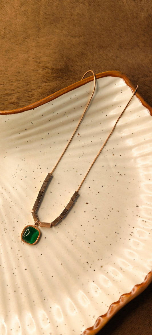 Emerald Rose Gold Bar Necklace