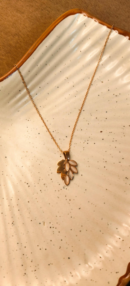 Rose Gold Leaf Cluster Necklace