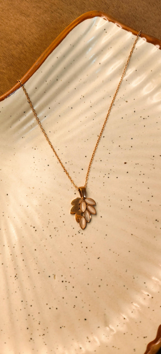 Rose Gold Leaf Cluster Necklace