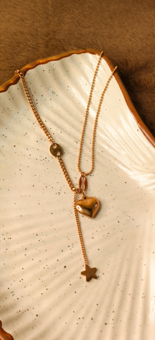 Celestial Heart & Star Necklace