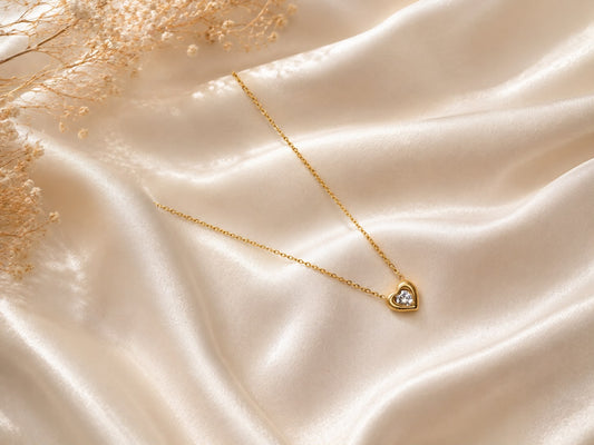 Golden Heart Sparkle Necklace