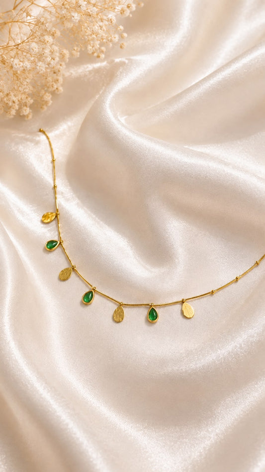 Emerald Leaf Drop Necklace