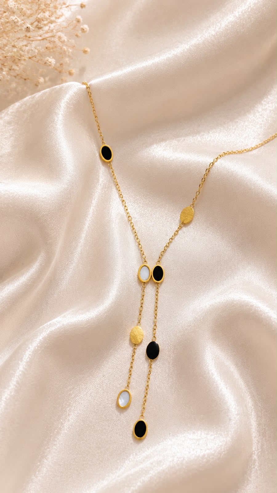 Black & White Oval Layered Necklace