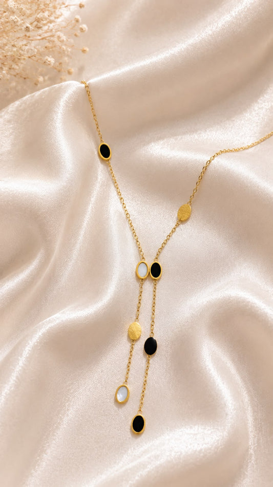 Black & White Oval Layered Necklace