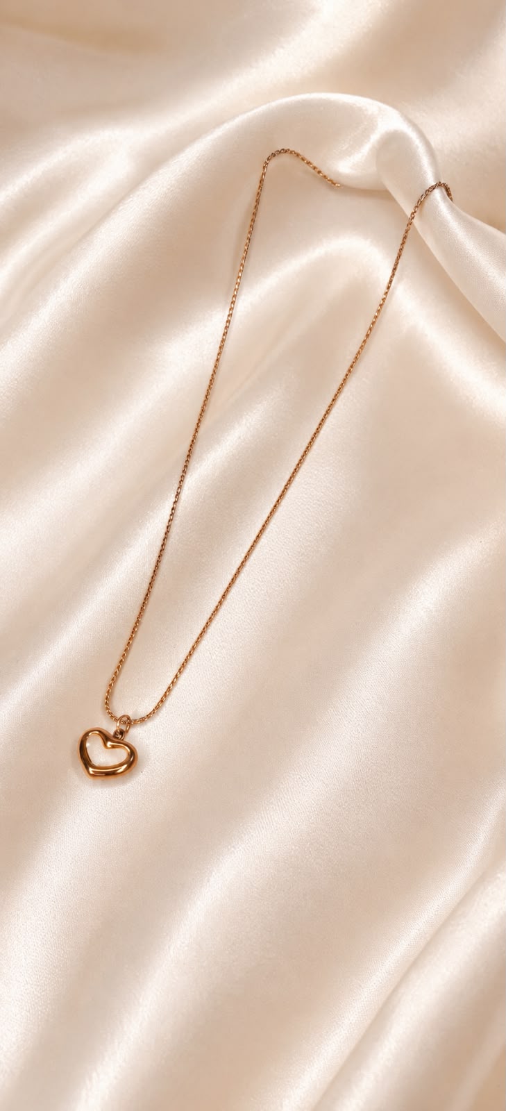 Rose Gold Heart Outline Necklace