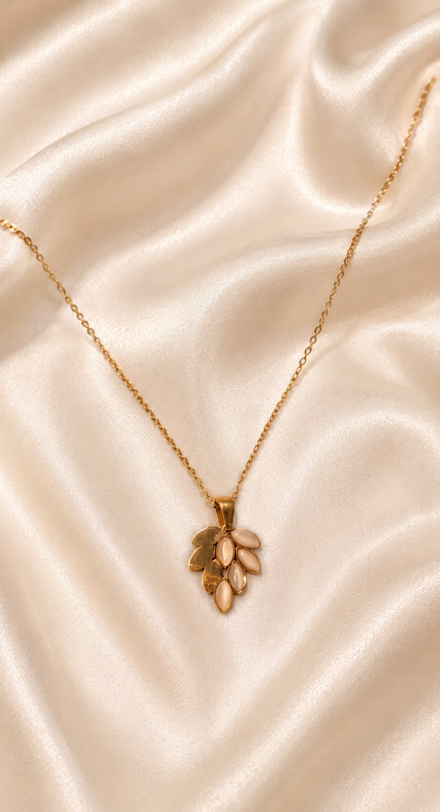 Rose Gold Leaf Cluster Necklace