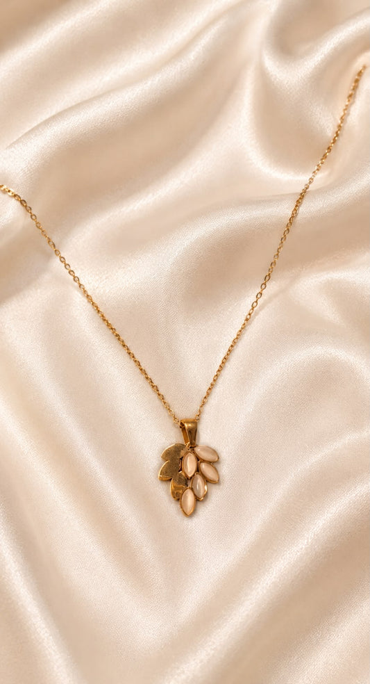 Rose Gold Leaf Cluster Necklace